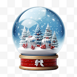 雪花玻璃球图片_圣诞雪球与飘落的雪花