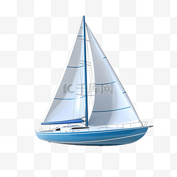 蓝色海图片_3d 渲染蓝色帆船