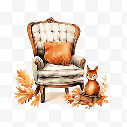 舒适的复古经典椅子秋季或秋季动
