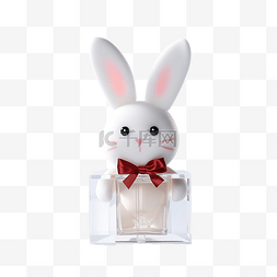 立方体风格可爱圣诞兔子拿着洗手