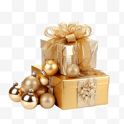 精美礼品图片_金色包装的精美礼物和白色隔离的
