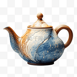 蓝色和棕色茶壶