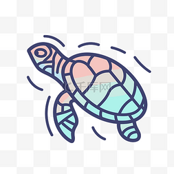 线条海龟图片_彩色和线条插图中的乌龟 向量
