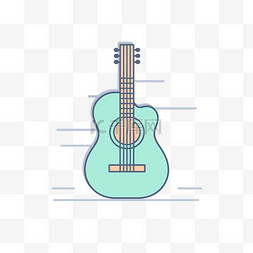 带表带的平线艺术原声吉他插图 