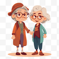 奶奶和孙子 向量