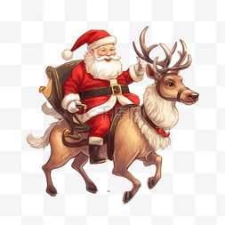 冬季女款羽绒服图片_圣诞快乐圣诞老人驯鹿享受矢量图