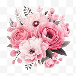 粉色小碎花花环图片_甜甜的粉色春天鲜花花束花卉装饰