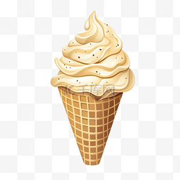 冰淇淋水彩图片_华夫饼蛋筒冰淇淋插画