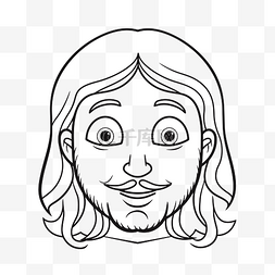 耶稣卡通人物脸着色页插图平面设