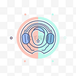 耳机平面图片_戴耳机的音乐人 向量