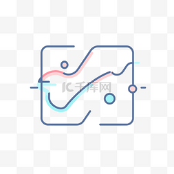 nft图标图片_带线条的波浪红色和蓝色图标 向