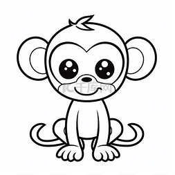 耳朵线条画图片_画猴子的图片