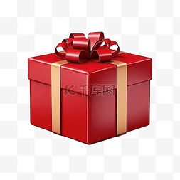 红色礼品盒丝带图片_逼真的 3D 红色礼品盒剪纸