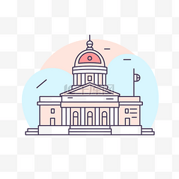 乔治亚州图片_国会大厦被描绘成彩色线条插图 