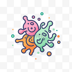 细菌彩色图片_彩色细菌与气泡矢量线图解