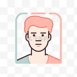 人体耳朵图标图片_白色背景框架中的男性肖像人物肖
