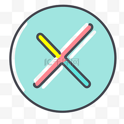十字图片_带有彩色棍子的圆形十字图标 向