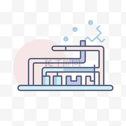 用管道和机器标题的线性图标 向