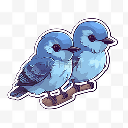 贴纸情侣图片_可爱可爱的动物贴纸情侣蓝鸟 向