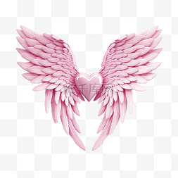 翅膀的象征图片_带翅膀的粉色心