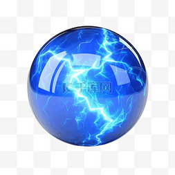 蓝色魔法装饰图片_孤立的电蓝色装饰闪电球