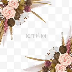 水彩复古花卉图片_干花装饰温馨边框