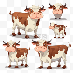 棕色的牛图片_牛剪贴画卡通现实牛与可爱的脸 