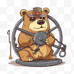 带链子的包图片_熊陷阱剪贴画卡通泰迪熊坐在轮子