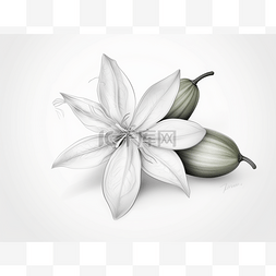 线条白花图片_两朵白花和另一个成熟的无花果
