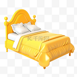 现代风格床图片_3d 可爱的黄色床