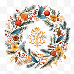 彩色圣诞花环插图上的圣诞快乐口