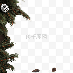 星形饰品图片_木质表面有冷杉树枝的圣诞装饰