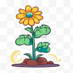 土壤剪贴画图片_土壤卡通中黄花的生长花卉剪贴画