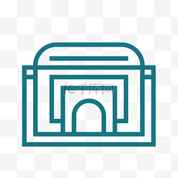 显示拱门和建筑图标的徽标 向量