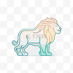 霓虹灯和柔和的彩色狮子标志矢量