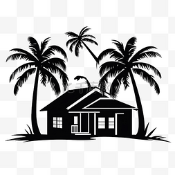 剪影活力图片_有棕榈树剪影的房子