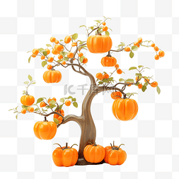 韩国感恩节中秋收获的橙色果实的
