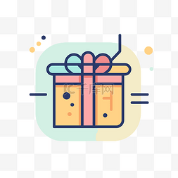 礼物矢量线性图标图片_彩色线条中的礼品盒图标 向量