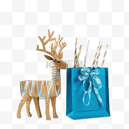 礼品袋礼盒图片_圣诞鹿由工艺袋和两根圣诞手杖制