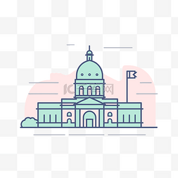 建築平面图片_带有旗帜的建筑物的插图 向量