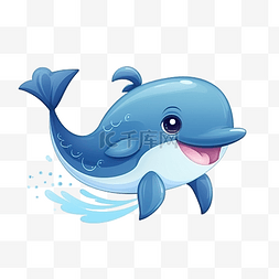 游泳的鲸鱼图片_可爱的鲸鱼卡通海洋动物插画