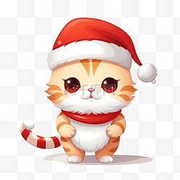 动物行走图片_猫小猫圣诞圣诞老人帽子行走卡通