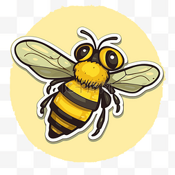 蜜蜂贴纸剪贴画的插图 向量