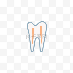 白色背景上灰色和橙色的牙齿图标