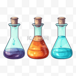 实验室瓶图片_设置万圣节和化学用的化学烧瓶瓶
