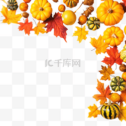 秋季装饰品图片_白色秋季装饰，带复制空间