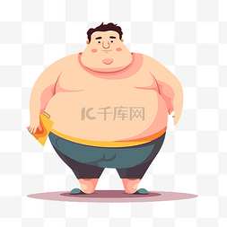 烦恼的胖子图片_肥胖剪贴画卡通 卡通胖子在白色