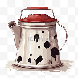 黑点卡通图片_牛奶加仑剪贴画一个老式茶壶，有