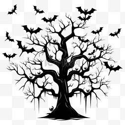 万圣节蜘蛛和蝙蝠在树设计