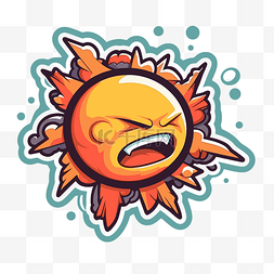卡通太阳人物风格的太阳愤怒贴纸